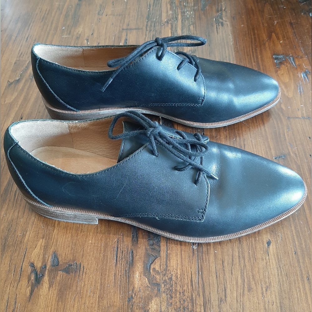 MADEWELL Women's 7 J8281 Frances Oxford Black Leather, Lace Up, Cushion …